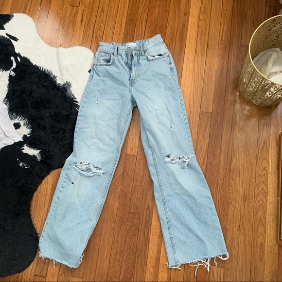 Zara Light Wash High Waisted Wide Leg Jeans - Picture 1 of 11